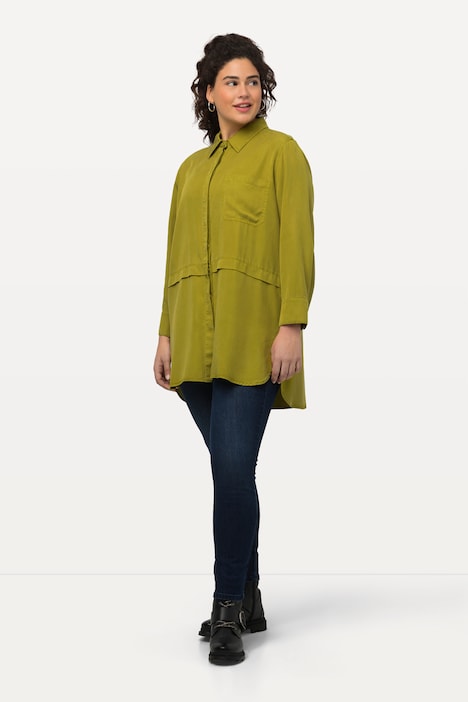 Hemdbluse, Lyocell, Quernaht, Hemdkragen, Langarm