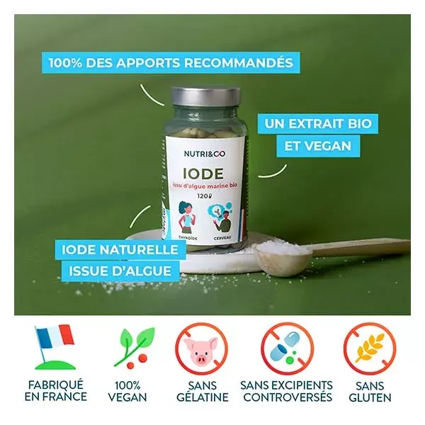 Nutri&Co Algas Marinhas Orgânicas Iodo Suporte da Tireoide 120 Cápsulas Veganas