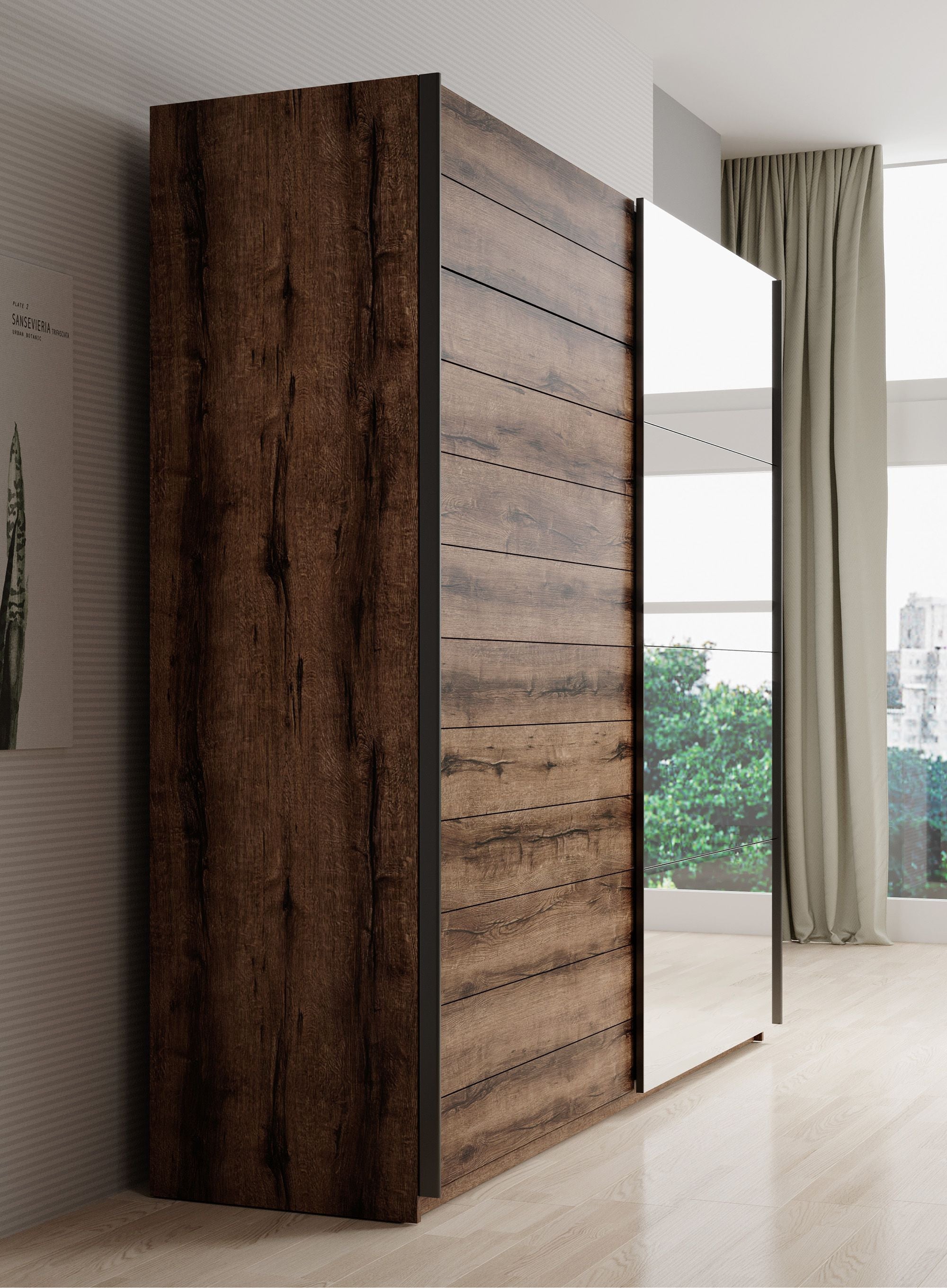 Brown 2 - Slaapkamer - Zwart - Eiken 180 - Groot