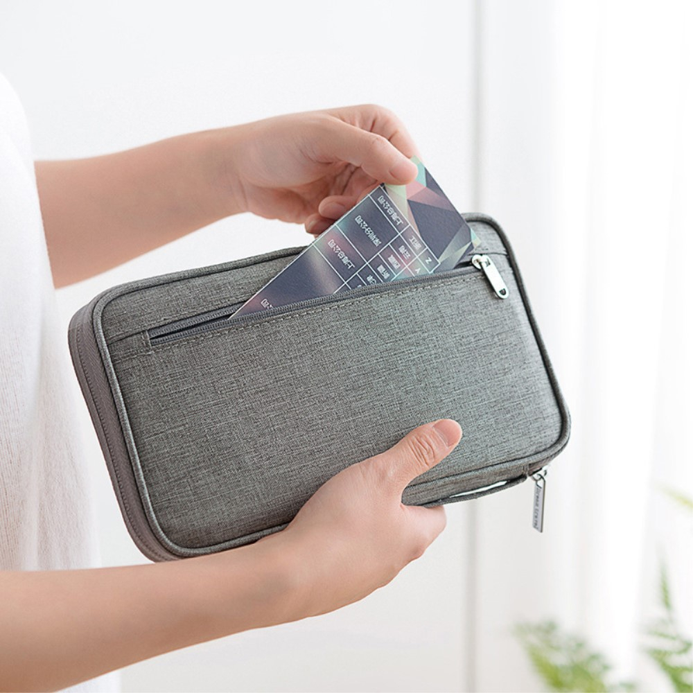(22x14x2cm) Business Kreditkartenetui Reisetasche mit Reisepass Fach - Schwarz