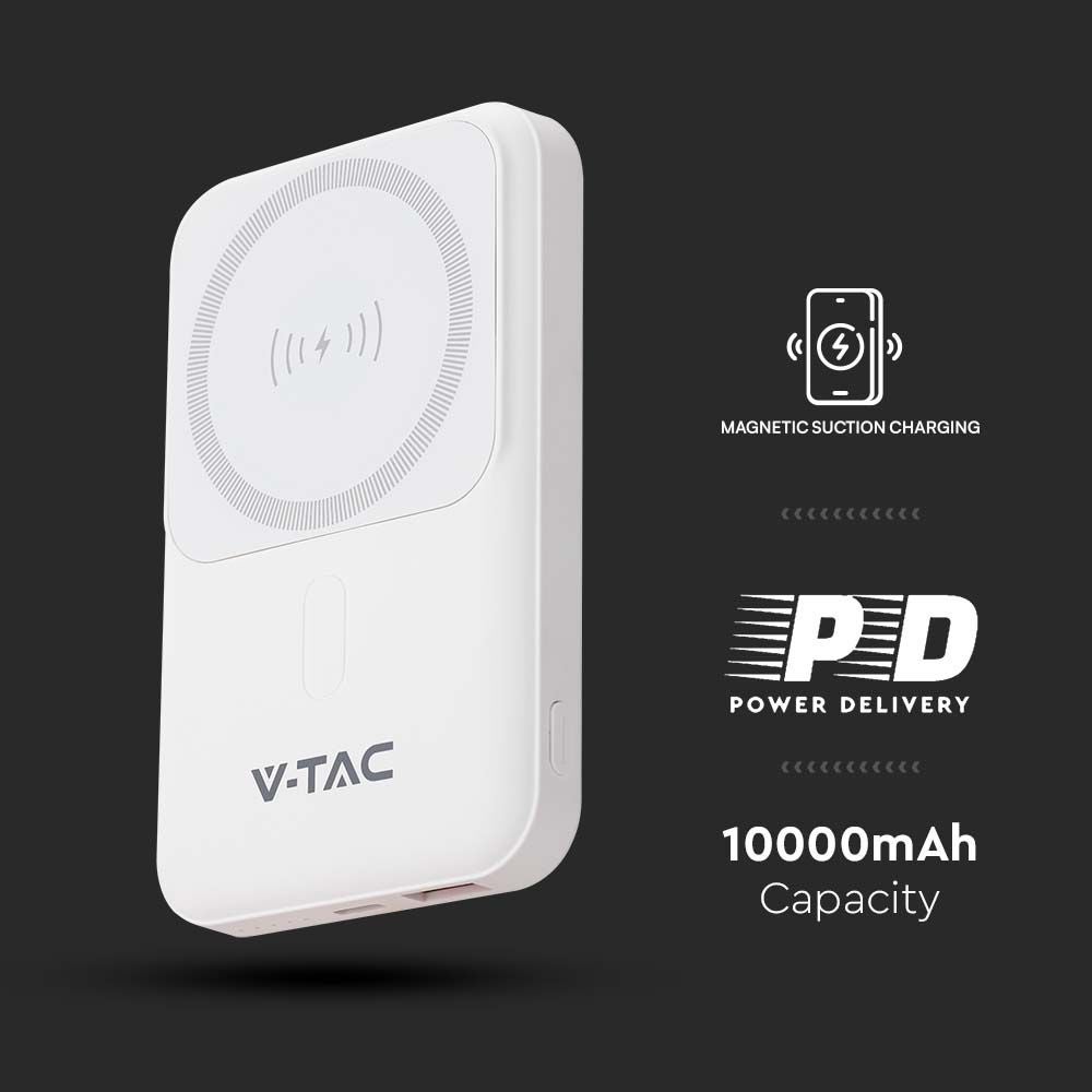 Magnetische draadloze powerbanks - witte behuizing - 10000mAh