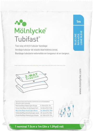 Tubifast Bandage Tubulaire Technologie 2-Way Stretch Ligne  Bleu 7,5cm x 1m Pièce 1