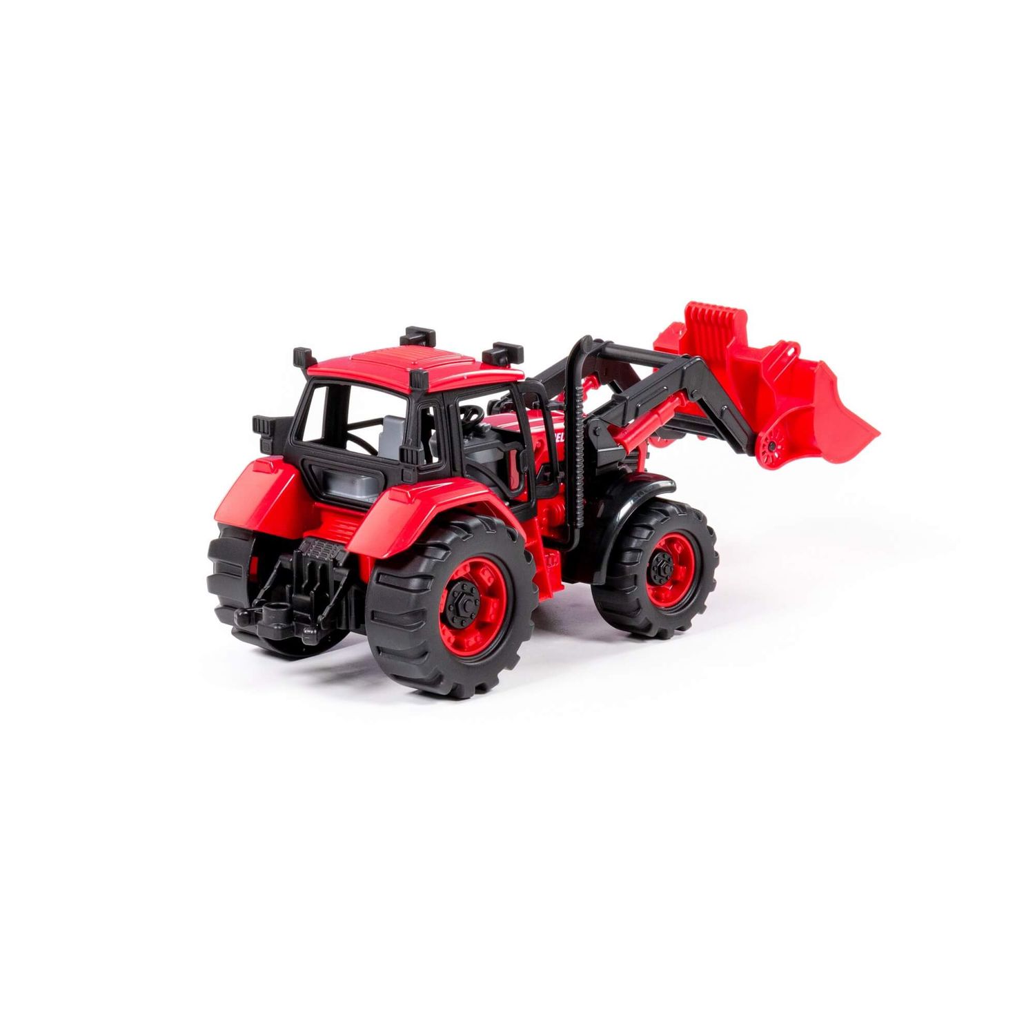Polesie Spielzeug Traktor Radlader 91864 Frontlader, Schwungantrieb, Trecker rot