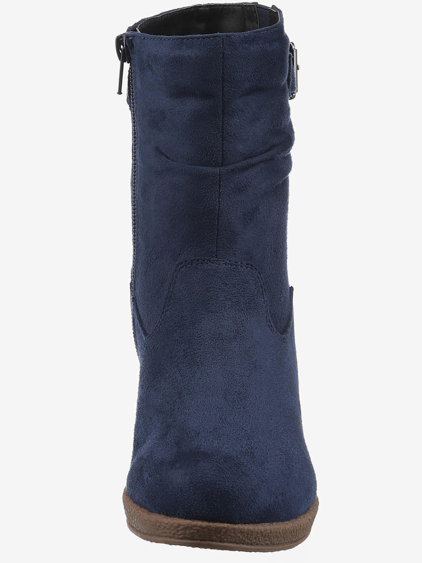 Bottines compensées classiques, textile doux, imitation cuir velours