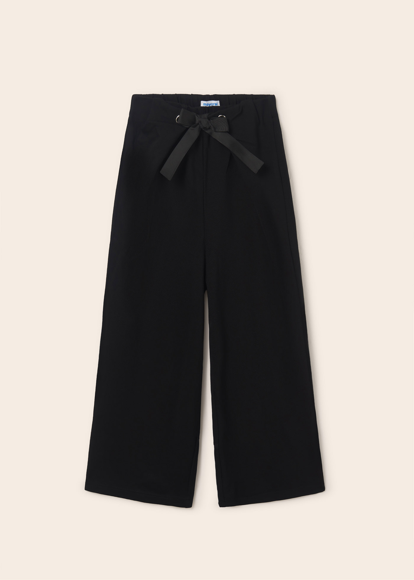 Calças cropped com amarração em malha Roma para meninas