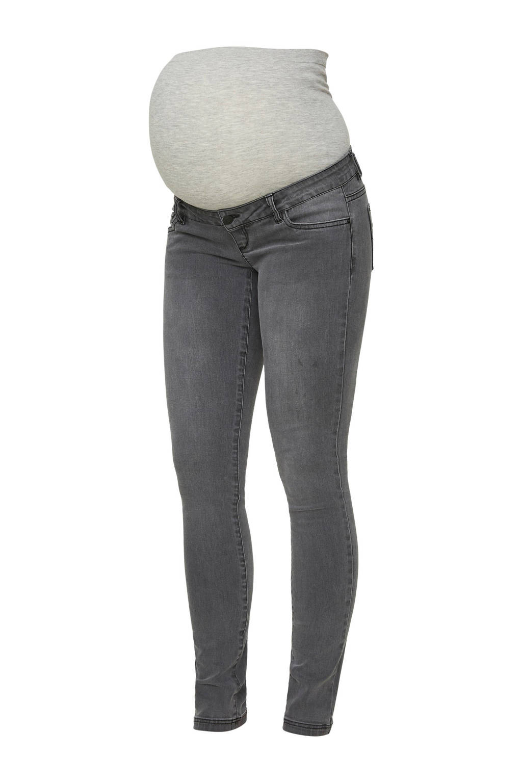 MAMALICIOUS low waist slim fit zwangerschapsjeans MLLOLA grijs