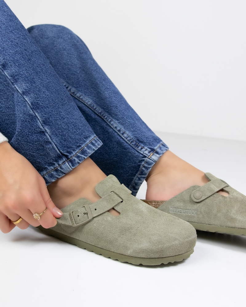 Birkenstock Boston Suede clog Instapschoenen  - groen