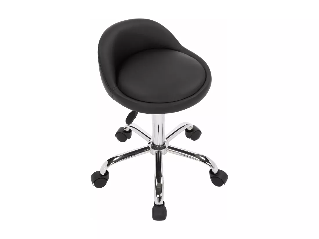 Tabouret de bureau - Similicuir - Noir - Teramo