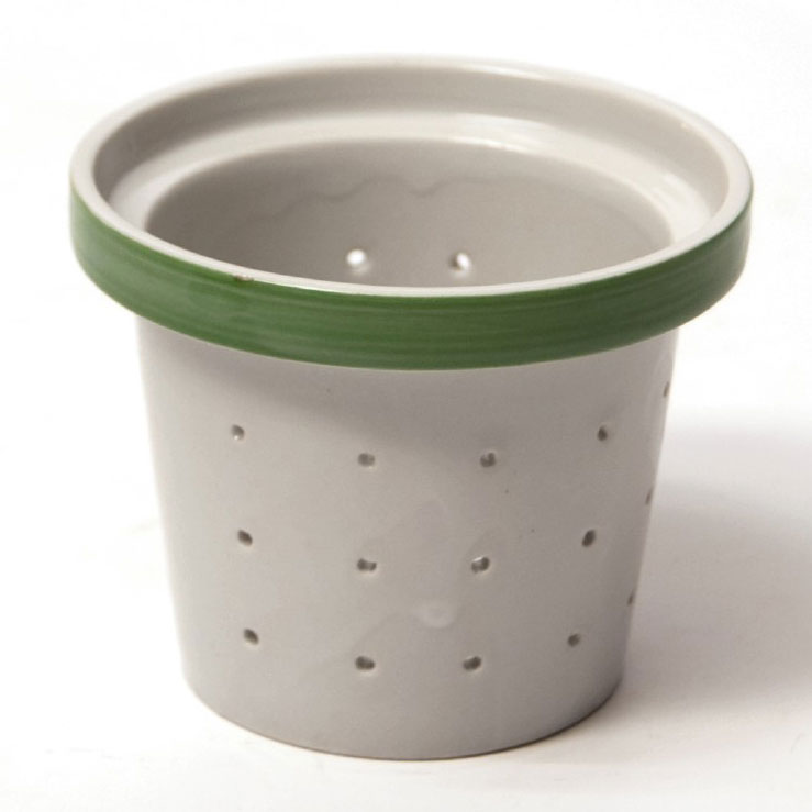 Teetasse 'Blossom' mit Teesieb, weiß/grün, H 13,5 cm, Ø 8,5 cm zu 12,80