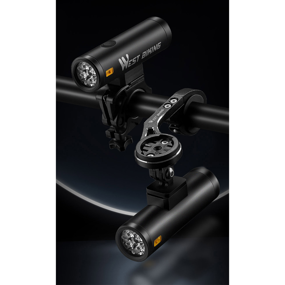 5000mAh Wiederaufladbares Aluminium USB Fahrrad Licht Velo LED Warnlicht IPX6 (1000 Lumen) - Schwarz