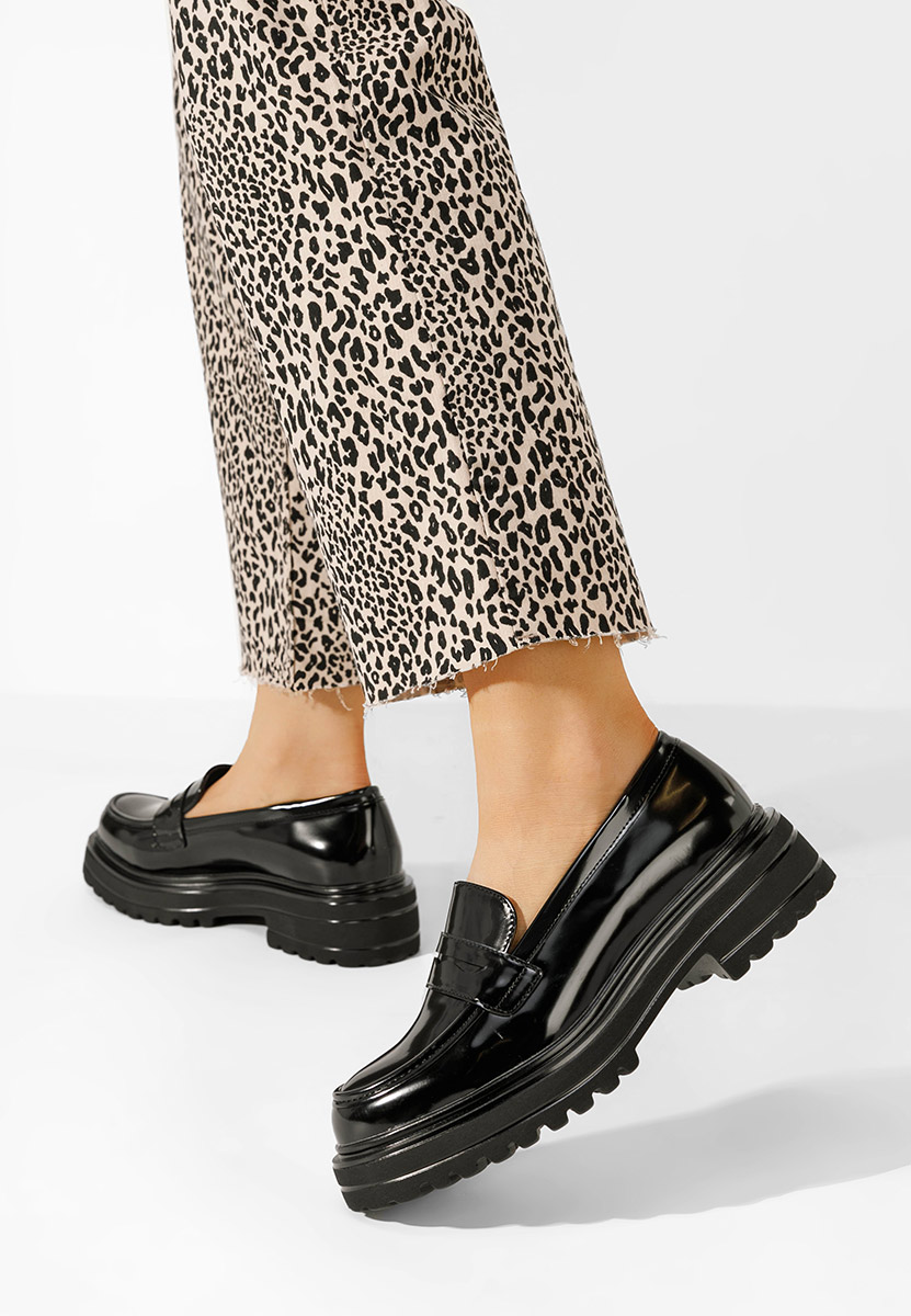 Mocassins à semelle épaisse noirs Annette V4