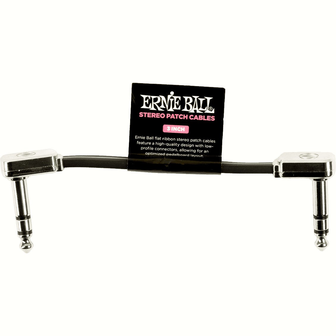 Ernie Ball 6407 patchkabel stereo haaks zwart 7.5 cm
