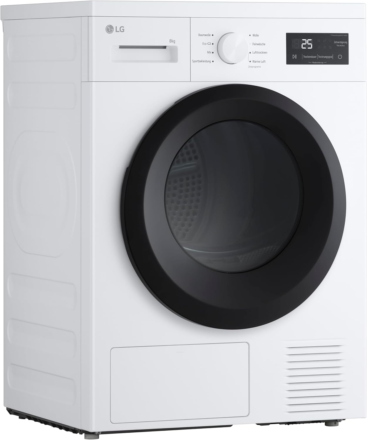 LG RT80B2 Kondenstrockner, 8 kg, Dual Inverter Wärmepumpe, Sensor Dry, LED-Touchdisplay, Startzeitvorwahl, Trommellicht, Edelstahl, 8 Programme, Weiß [Energieklasse D]