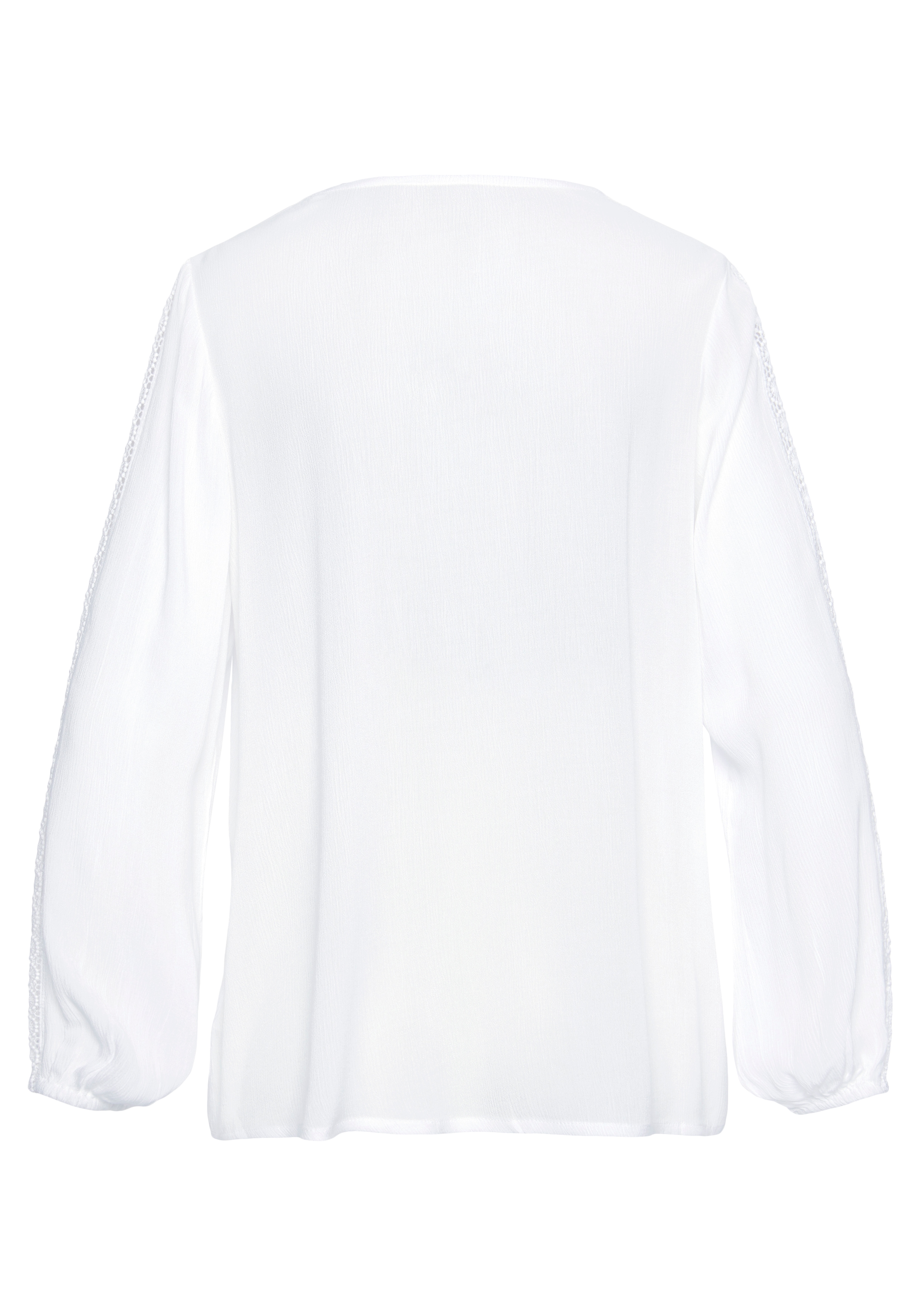 Vivance Crinklebluse , mit Spitzeneinsätzen, sommerliche Damenbluse, Langarmbluse