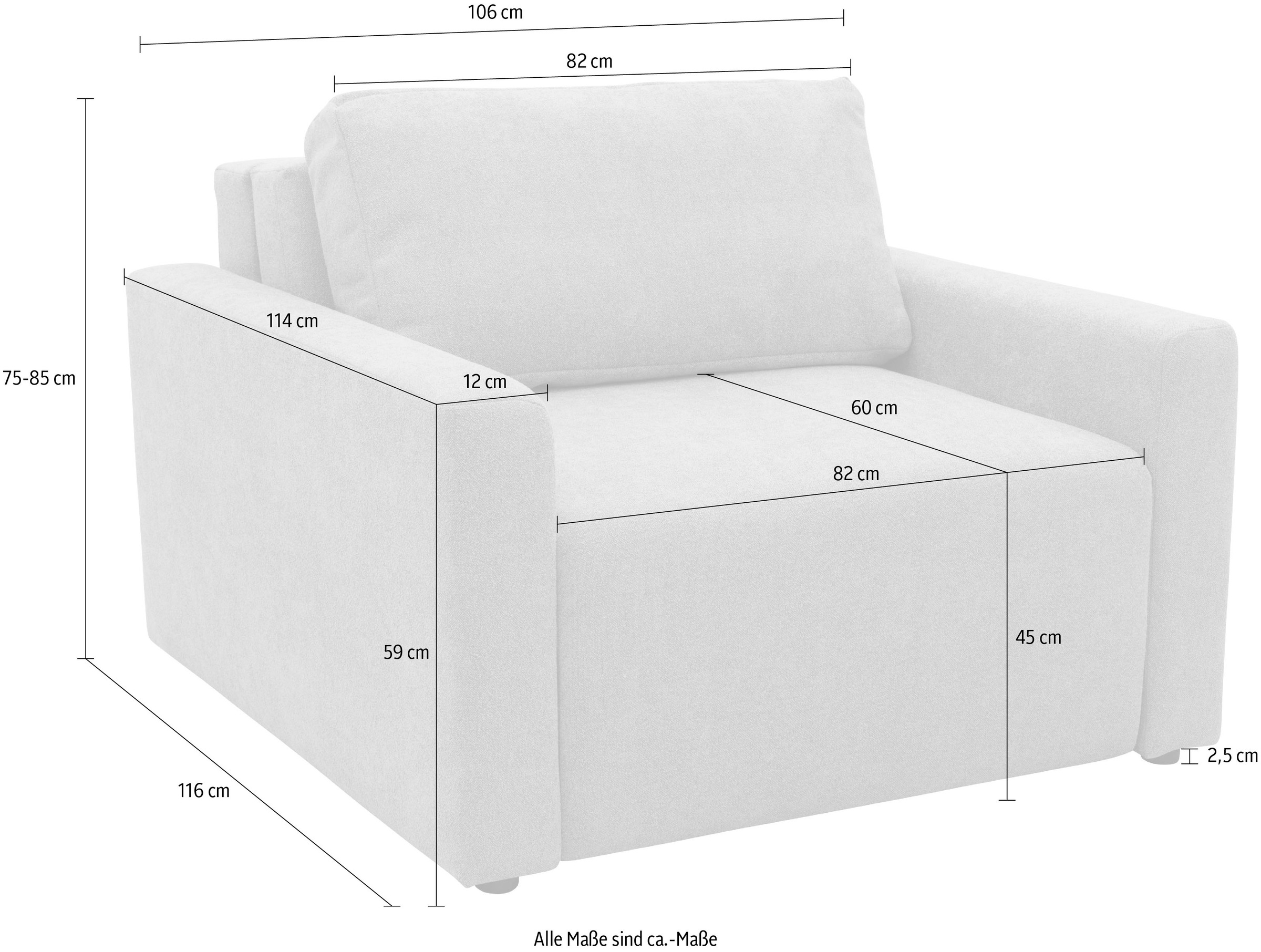DOMO collection Sessel »Sintra ausklappbar zur Schlaffunktion, mit Rückenkissen« Feinstruktur, beige