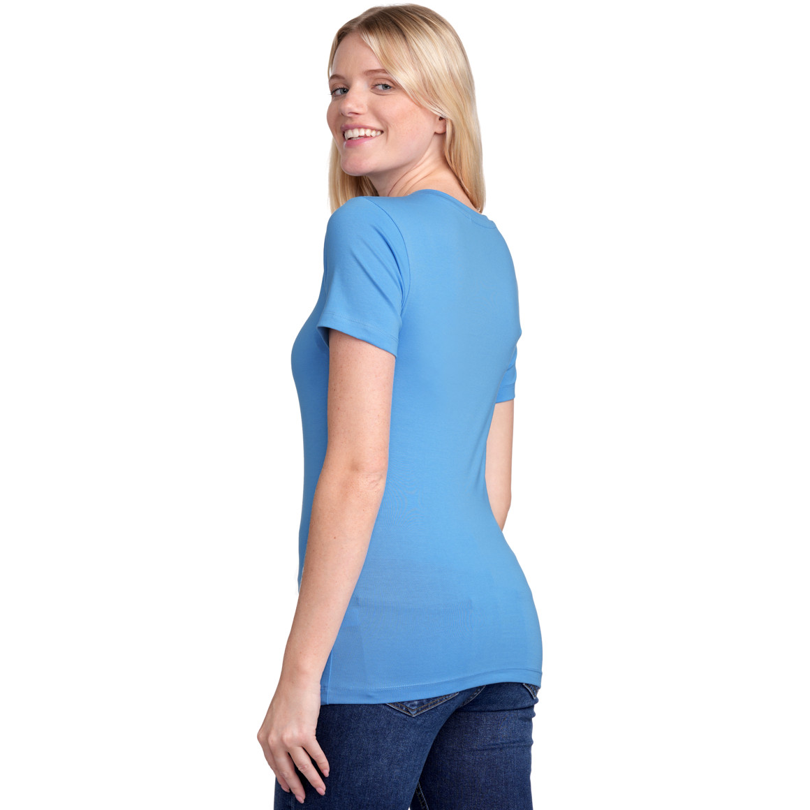 Gina Benotti Damen T-Shirt im Basic-Look hellblau