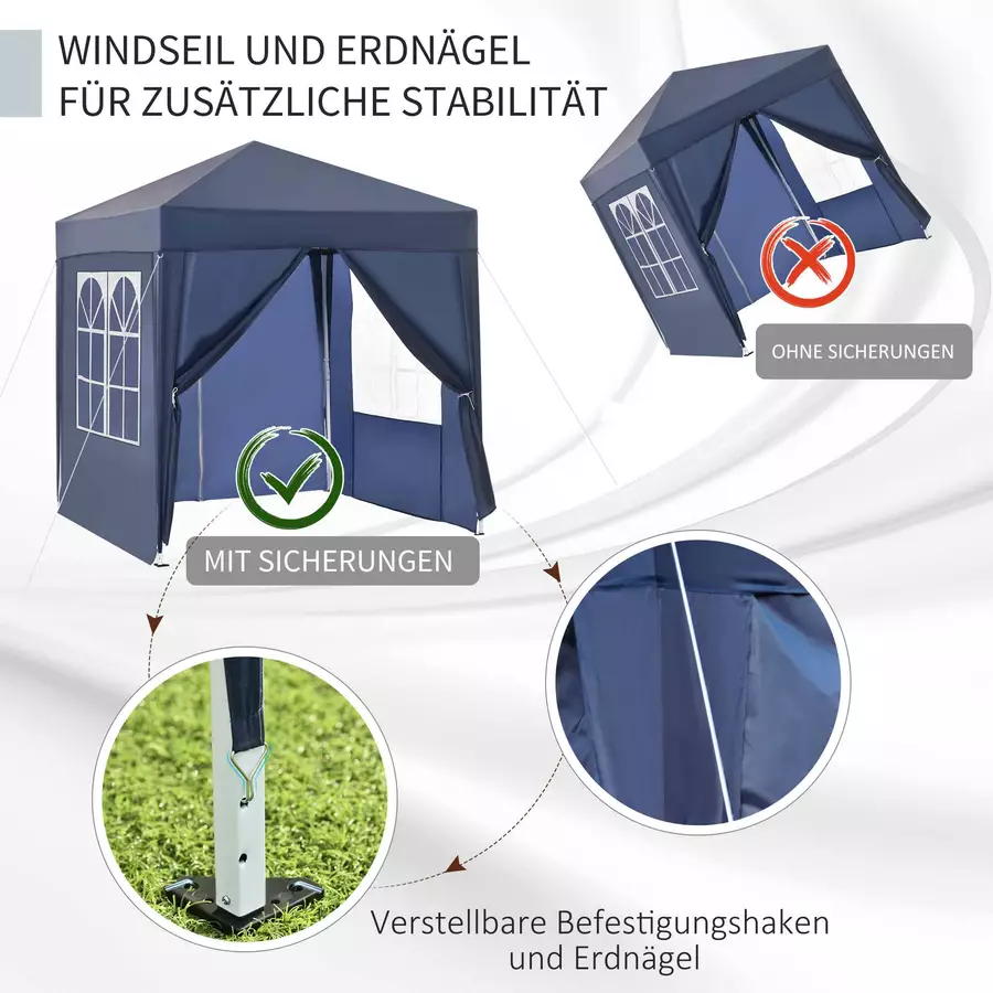 Outsunny Pavillon mit integrierten Klettverschlüssen blau