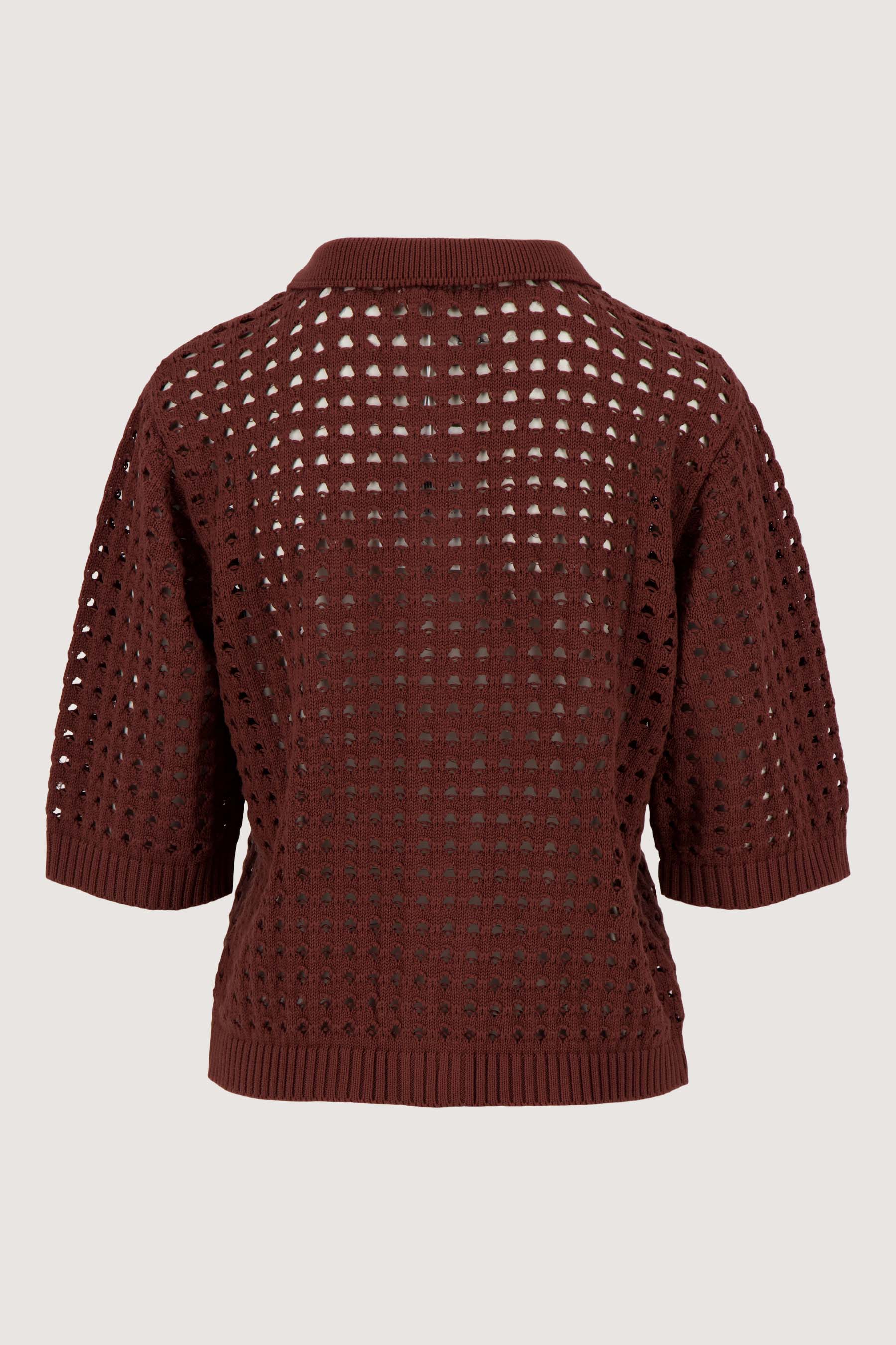 vest met polokraag in ajour