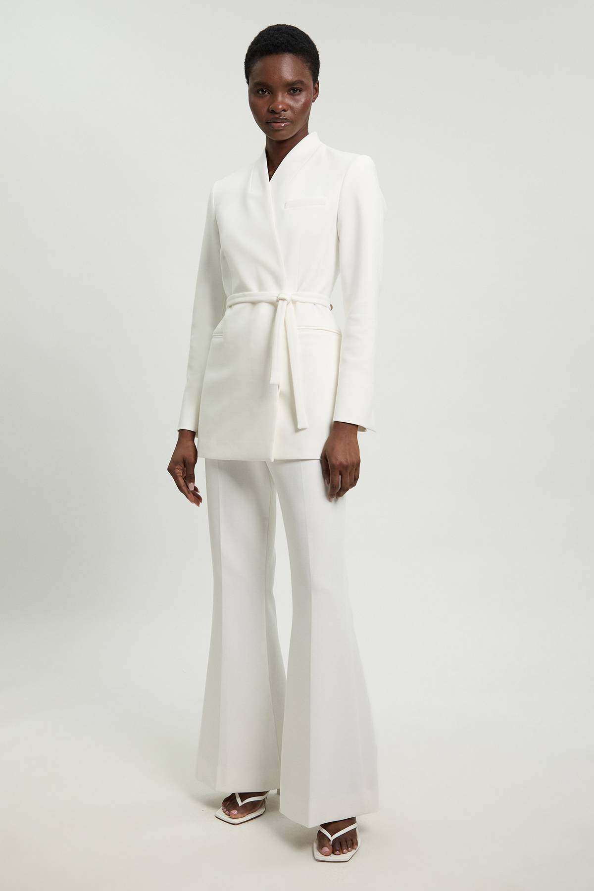 KarenMillen Blazer Ceinturé Sans Col Ajusté