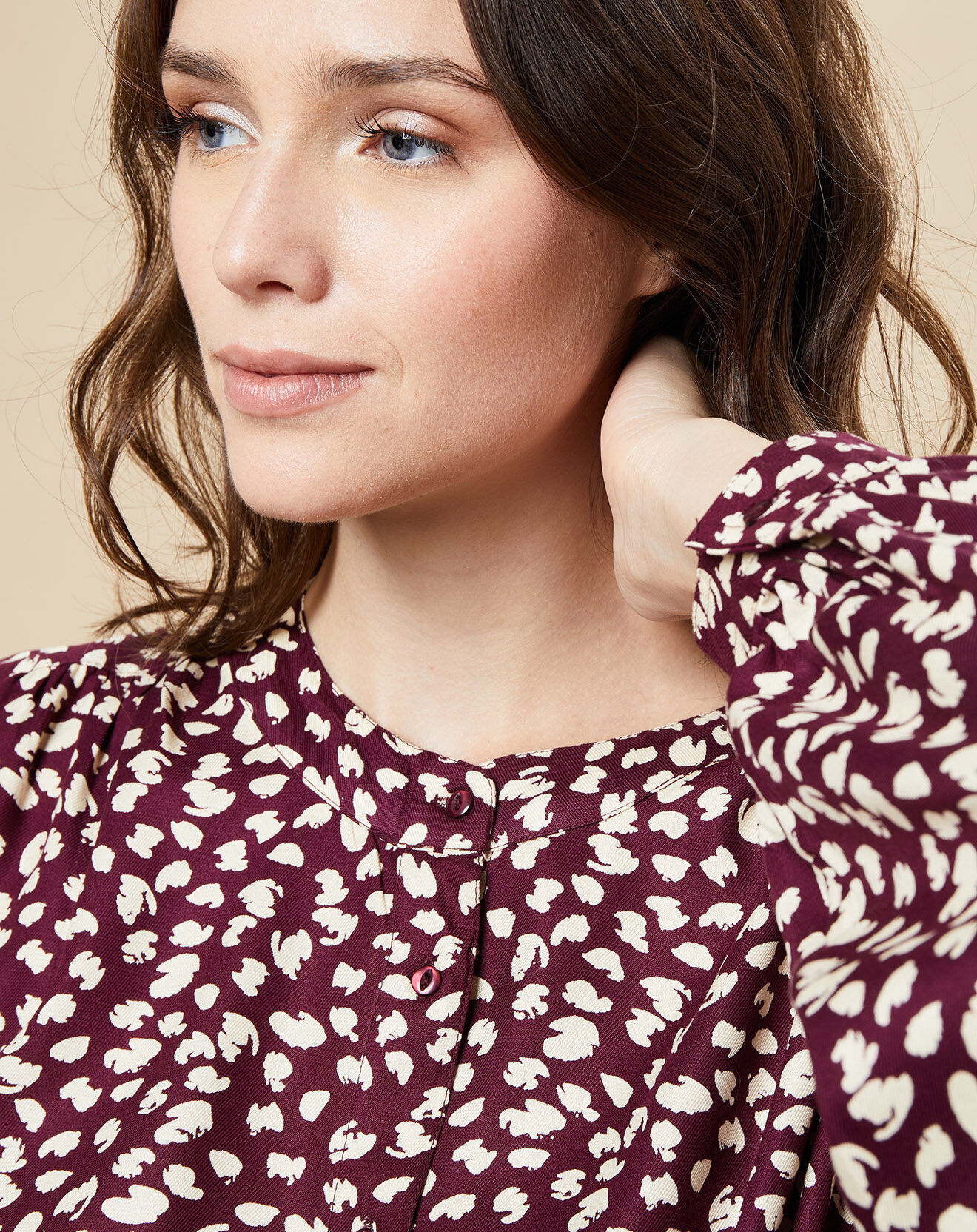 Harris Wilson Blouse Sandra imprimée aubergine/blanc
