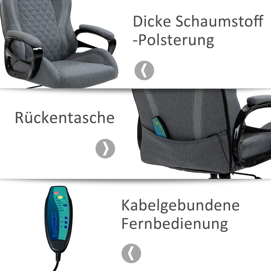 Vinsetto Bürostuhl mit Massagefunktion grau