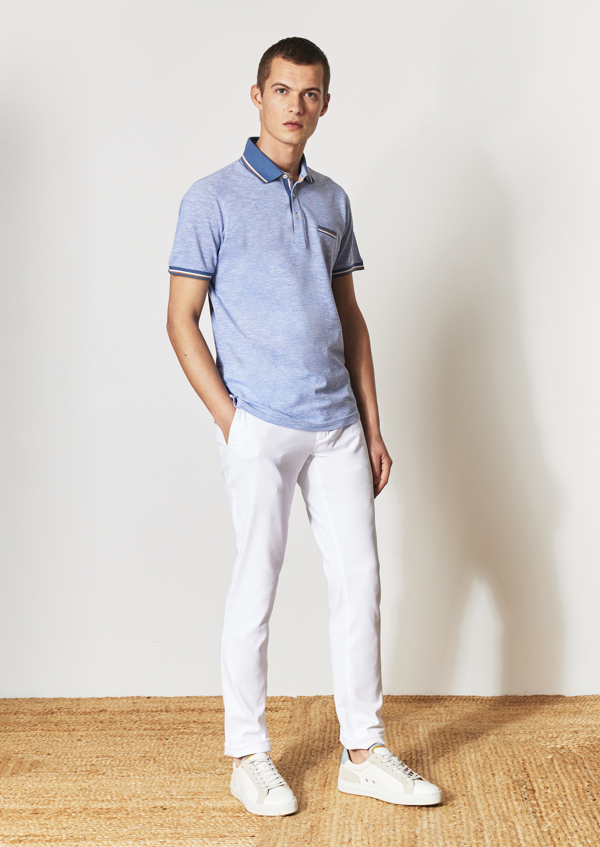 Chino slack skinny en coton stretch uni blanc
