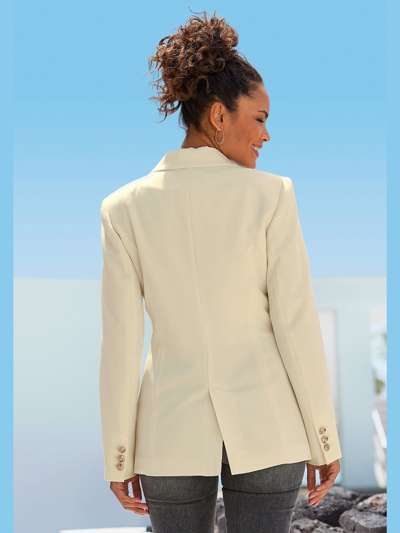 Blazer long blazer classique, col à revers