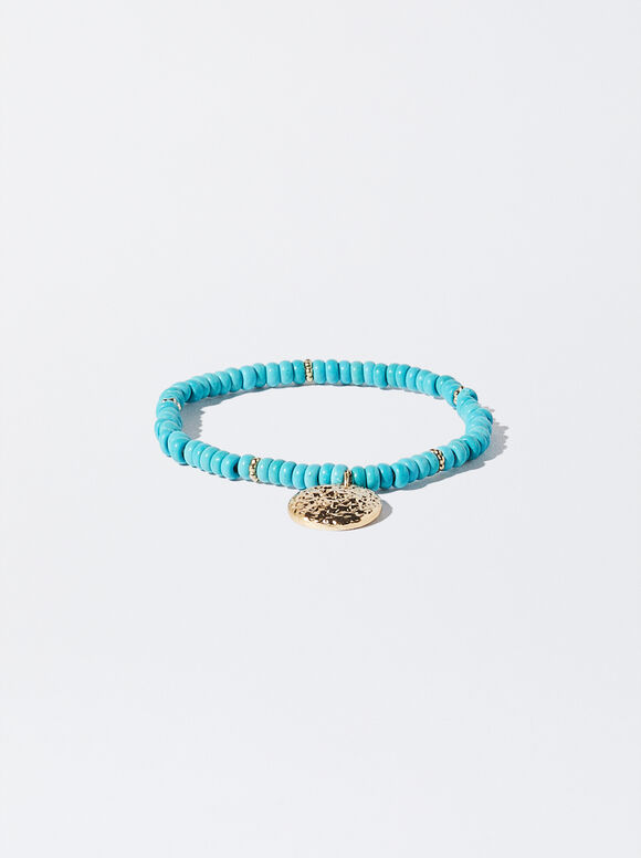 Pulsera Con Piedra Y Medallón - Azul