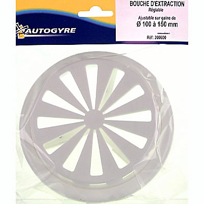 Bouche d'extraction VMC ø100 réglable blanche