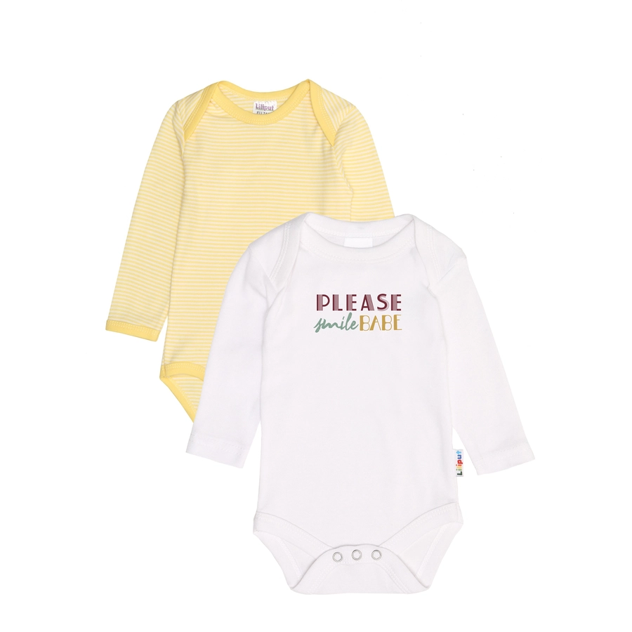 Liliput Langarmbody 2er-Pack please smile gelb-weiß gestreift  weiß