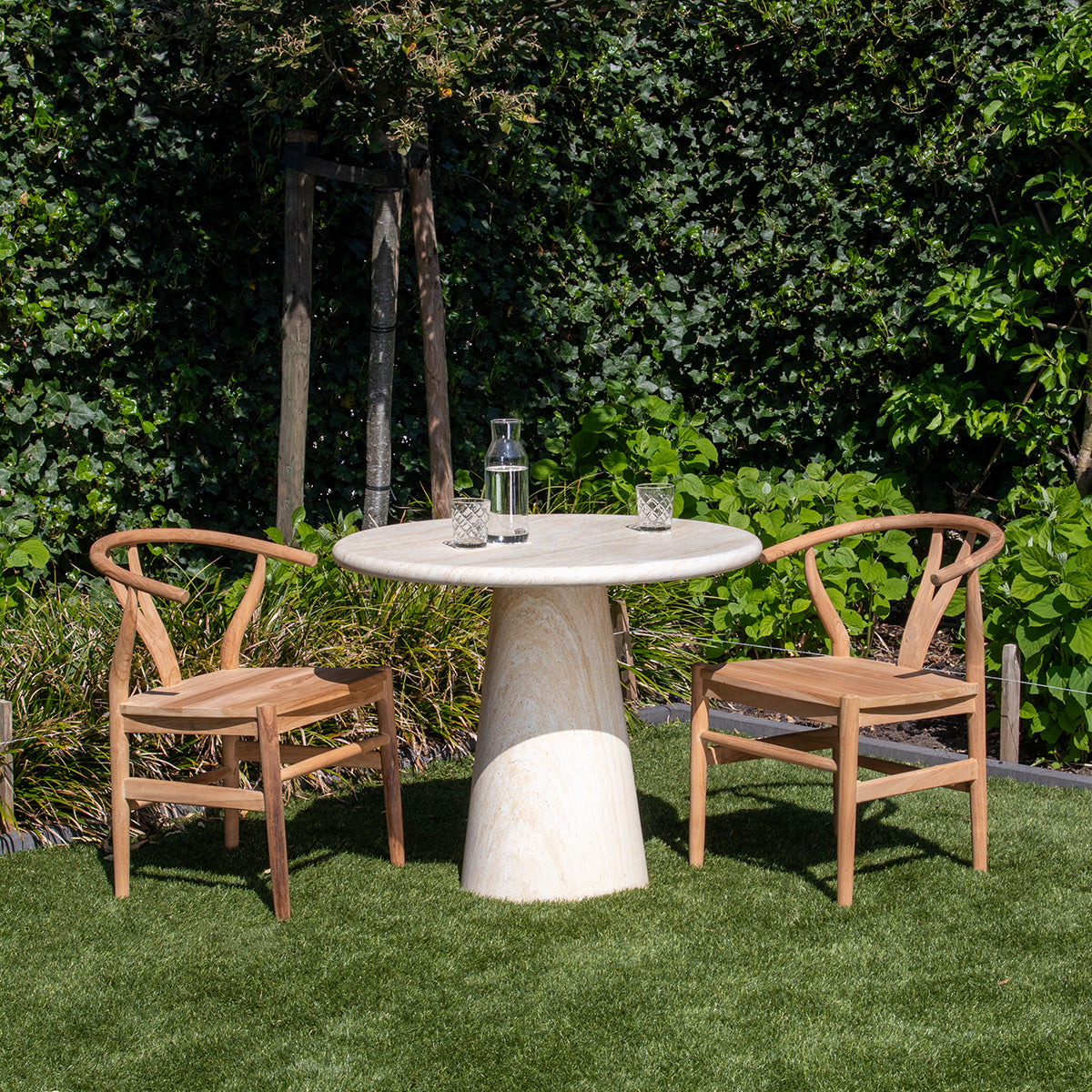 DÃJA Living - Tuintafel Travertin - Rond - 80x80x76cm - Brunn