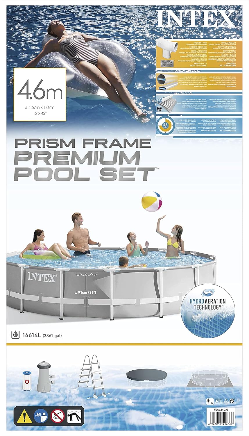 vidaXL Intex Prism Frame Swimmingpool-Set Rund 457 x 107 cm 26724GN
