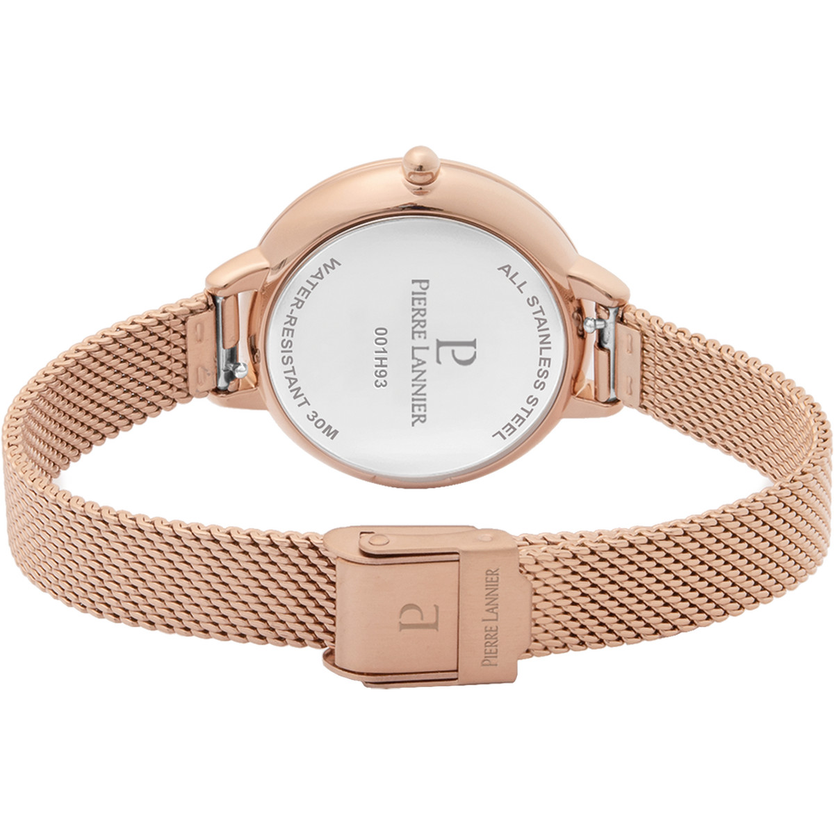 Montre PIERRE LANNIER femme bracelet acier doré rose maille milanaise
