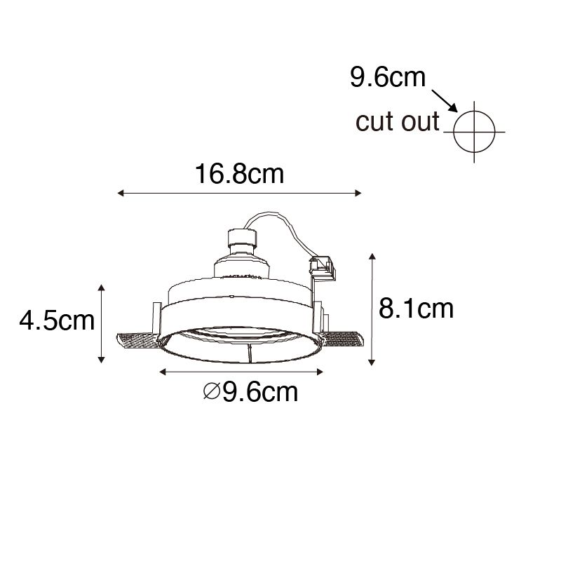 Moderne inbouwspot wit GU10 rond trimless - Oneon