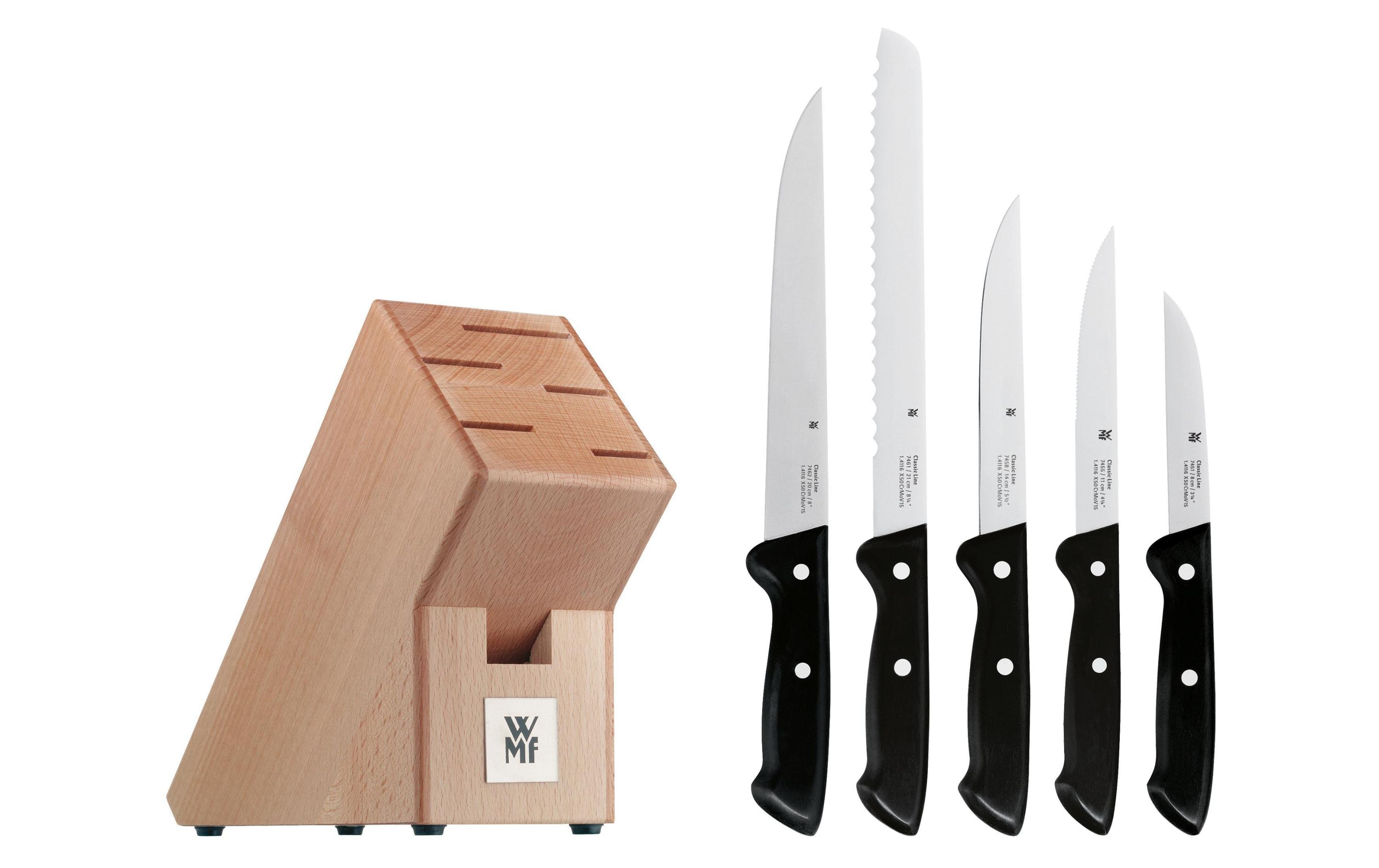 Messerblock-Set mit Messer Buchenholz BraunMesserblock aus Buchenholz