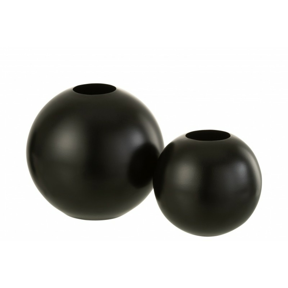 Vase boule en métal noir 20x20x19 cm