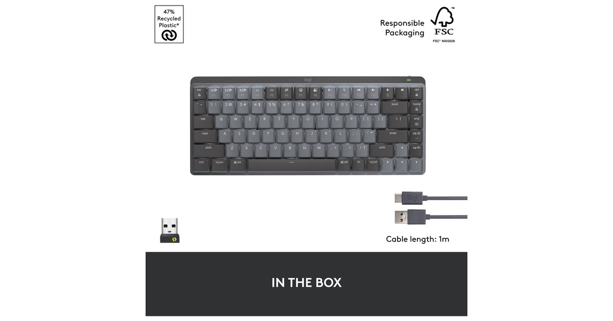 LogitechMX Mechanical Mini, toetsenbord  (Zwart/grijs, US-International, GL Tactile, Bluetooth Low Energy)