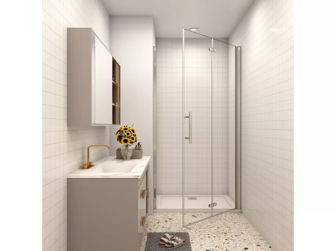 AICA porte de douche 100x185cm 6mm verre clair trempé sécurit