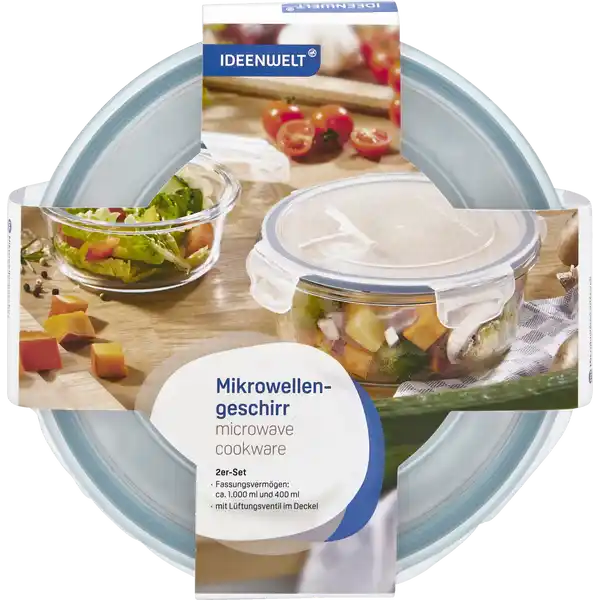 2er Set Mikrowellengeschirr rund