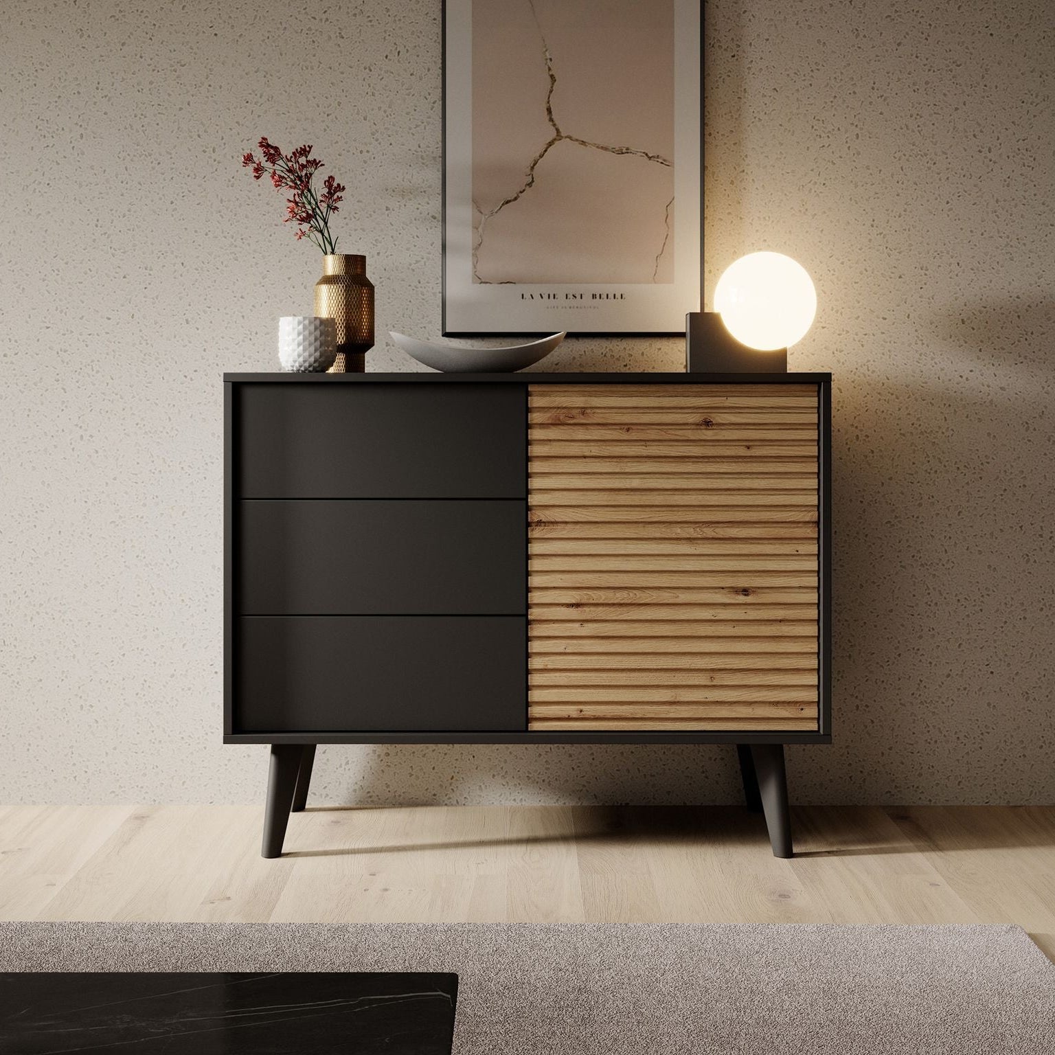 Palladium - Dressoir - Eiken/zwart - 104x39x83 cm