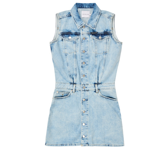 Calvin Klein Jeans - SLEEVELESS BLUE DENIM DRESS - Bleu