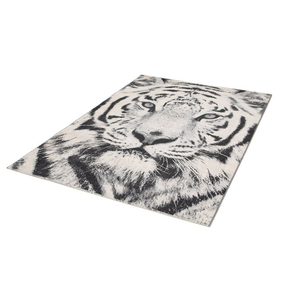 Tapis chambre d'enfant - tigre rajah - gris et beige - 120 x 170 cm