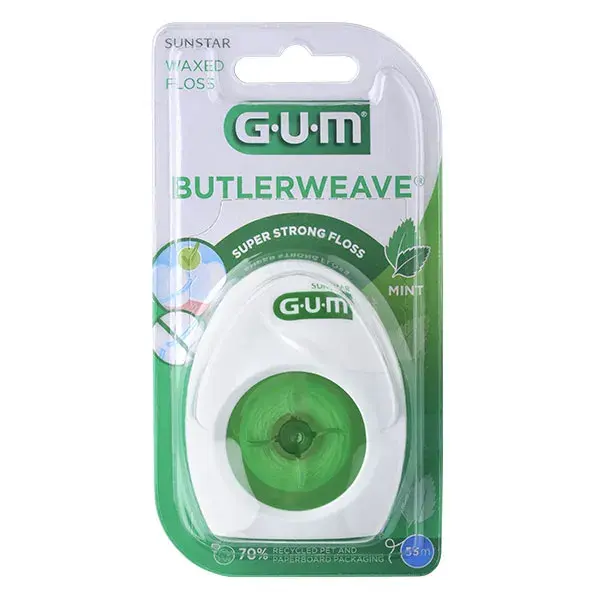 Goma de mascar com fio dental e cera sabor menta ButlerWeave