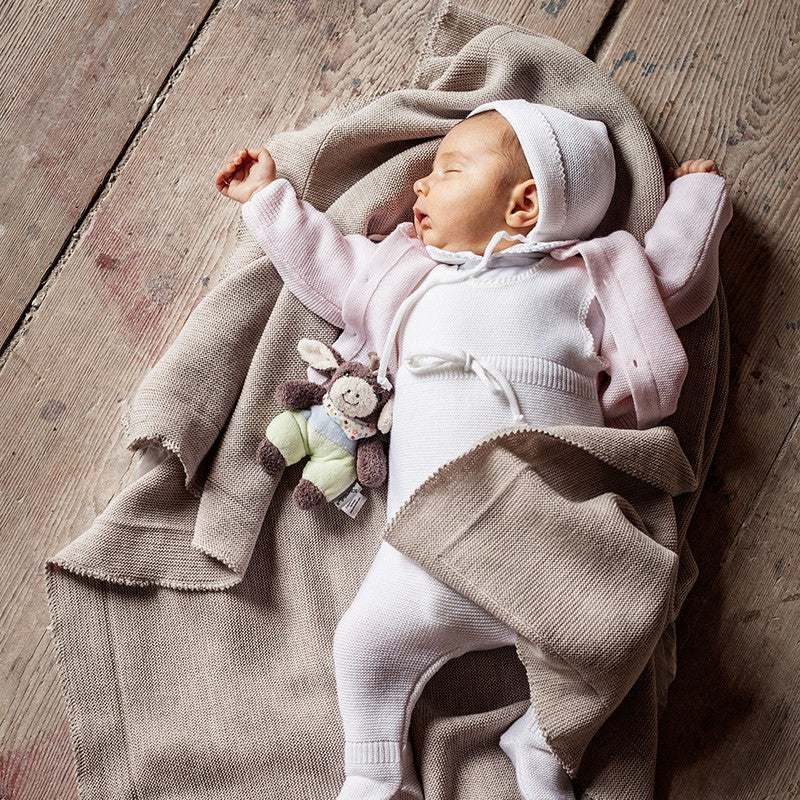 Babydecke Merinowolle beige-mélange