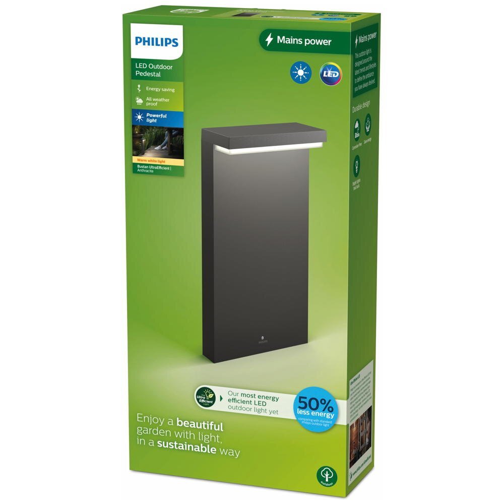 Bustan LED sokkellamp in antraciet en wit, 3,8W, 800lm, IP44