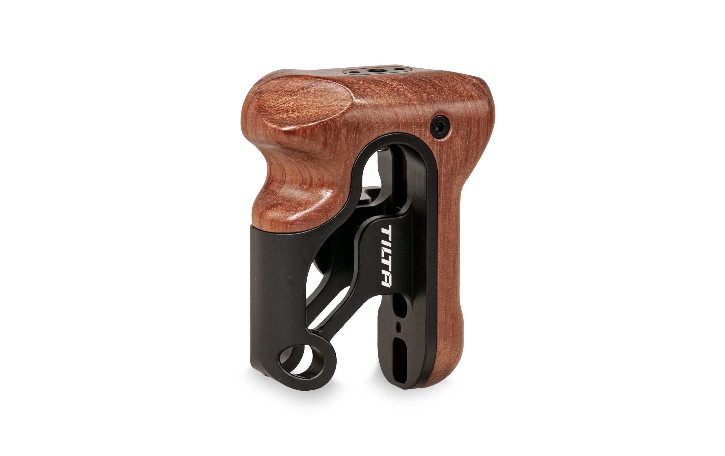 Left Side Wooden Handle Type III - SchwarzErgonomischer Griff zur Befestigung an der linken Seite der Tiltaing-Kamerakäfige für maximalen Komfort