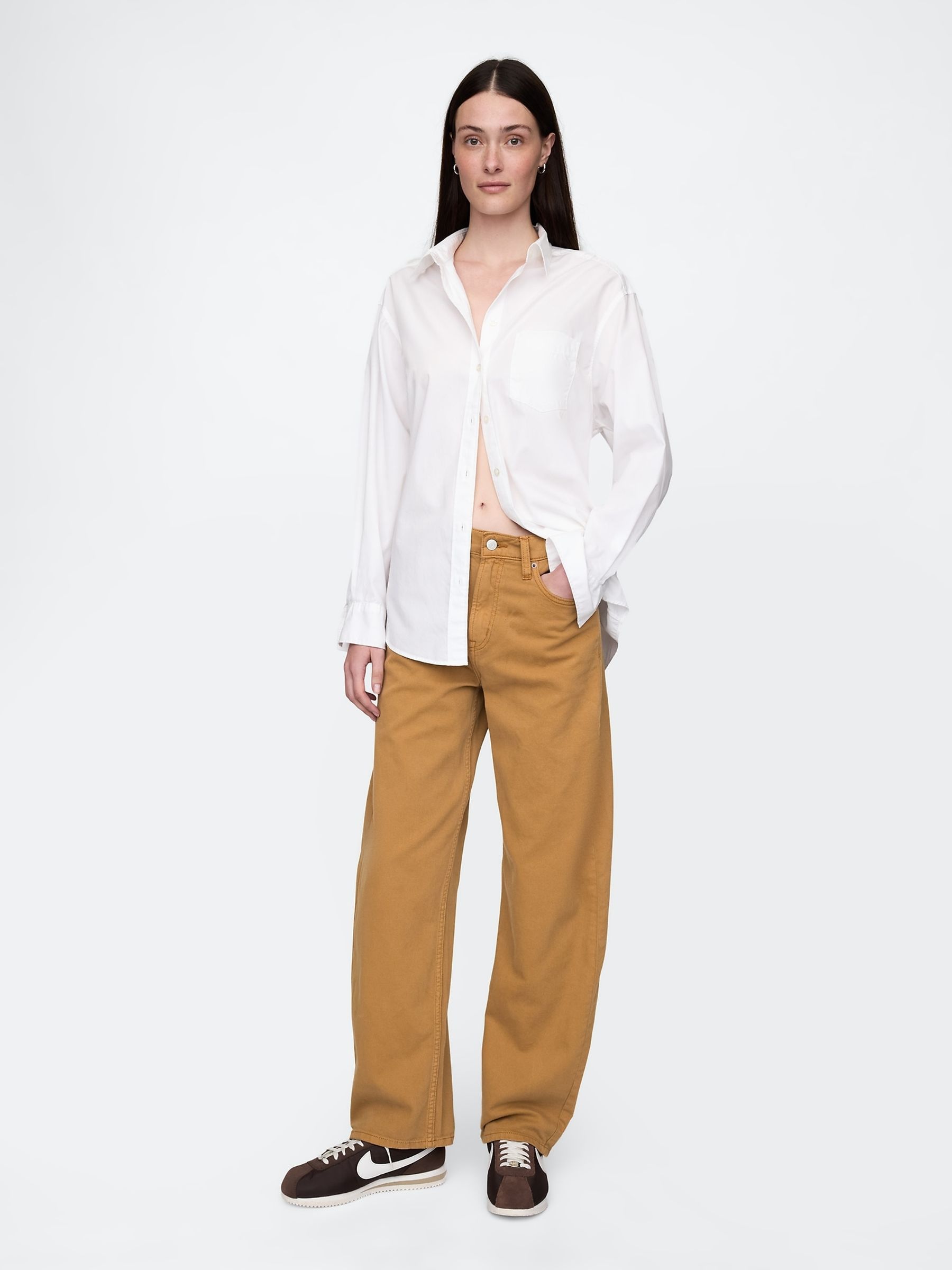 Bruin - Gap jeans met hoge taille en toelopende pijpen