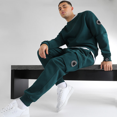 Ensemble Sweat Crewneck Et Pantalon Jogging 1113 1102 Vert Foncé