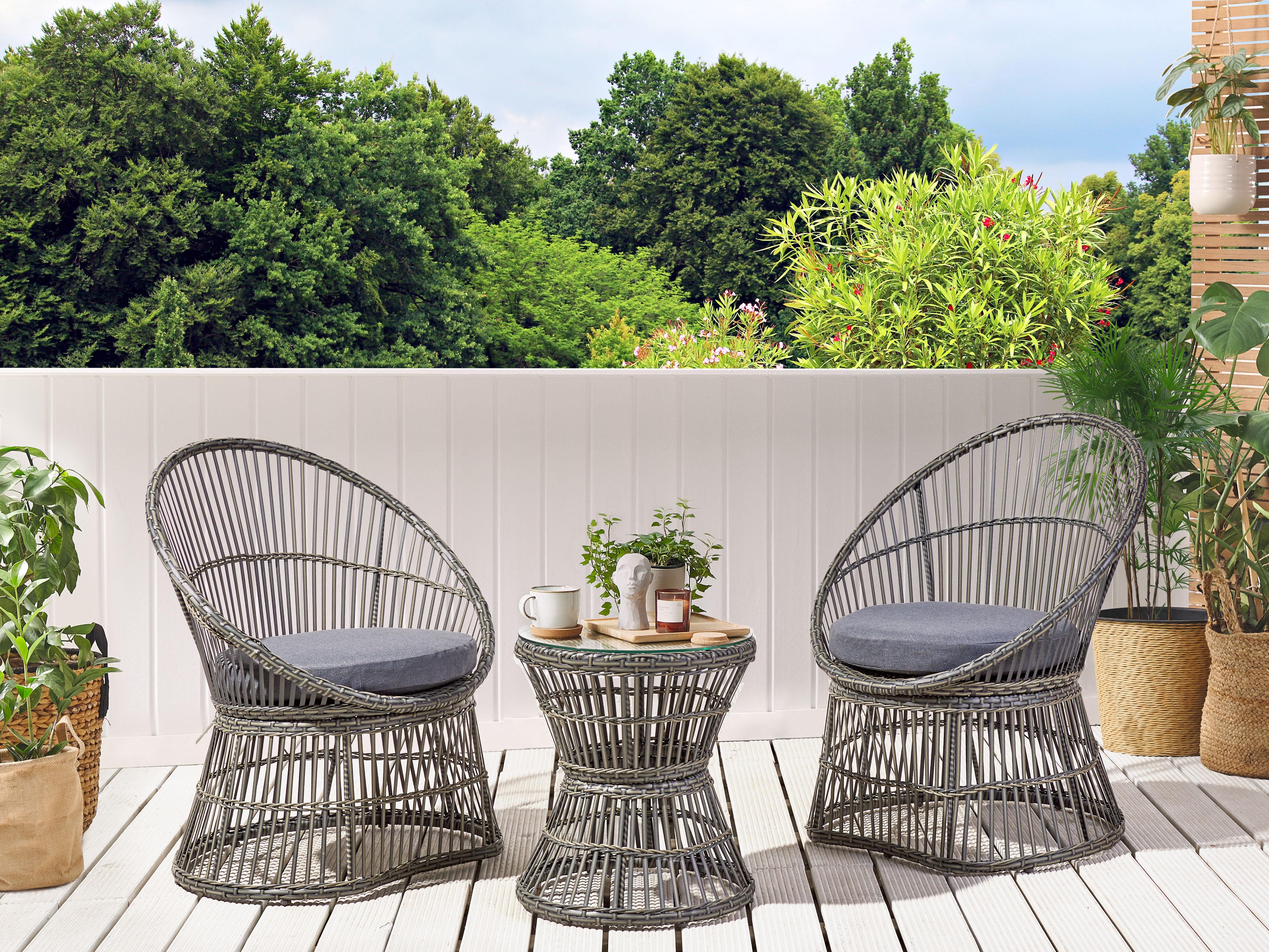 Bistroset met kussens MESYNA PE rotan Taupe
