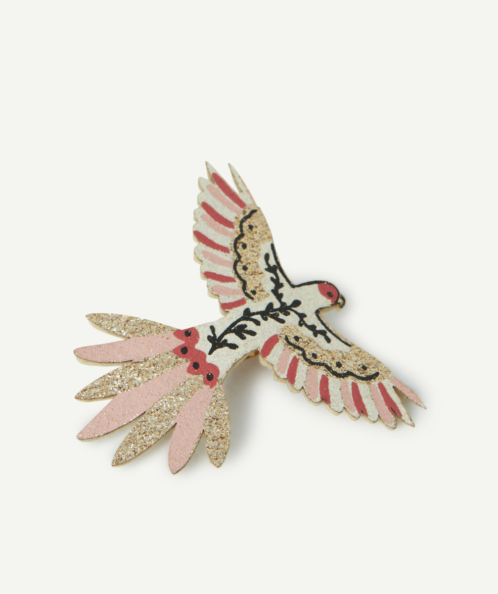 BARRETTE OISEAU AVEC DÉTAILS PAILLETÉS COULEUR DORÉE